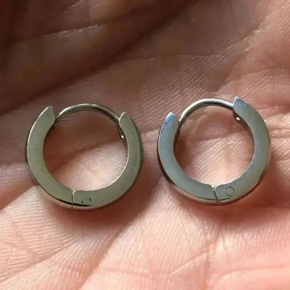 Silver 3mm Stainless Steel Stud Hoop Earrings NWT